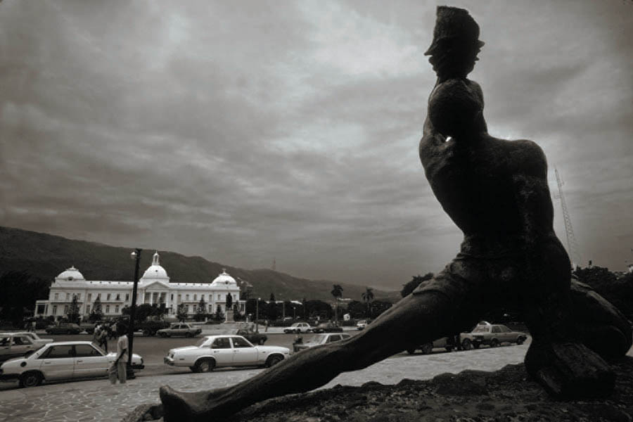 'Le Marron inconnu' statue in front of Parliament building before the earthquake, Port au Prince Haiti